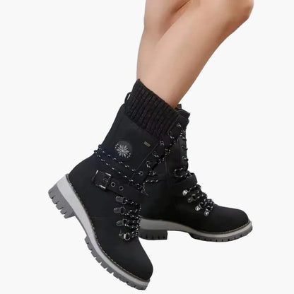 Dame outdoor vinterstøvler med snøring og lynlås – Moderigtige vandre- og fritidsboots