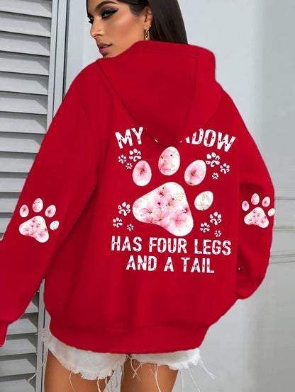 Hoodie für Damen mit Kapuze und Tiermotiv Print – Oversize Sweatshirt mit Pfotenabdruck