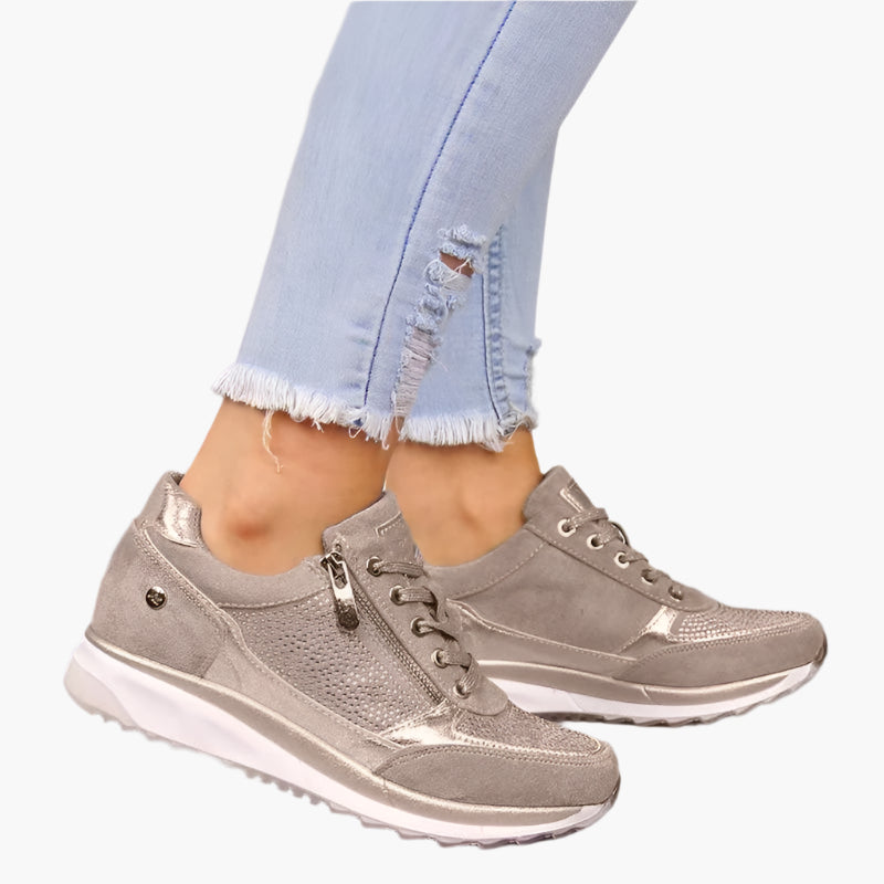 Sneaker da donna per tutti i giorni e tempo libero – Scarpe comode alla moda con cerniera e plateau