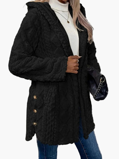 Dames Knuffelvest met capuchon en knoopdetails – Modieuze winterjas voor dagelijks gebruik en vrije tijd