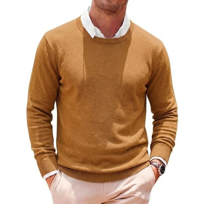 Herren Rundhals Pullover Langarm Feinstrick Basic Sweater