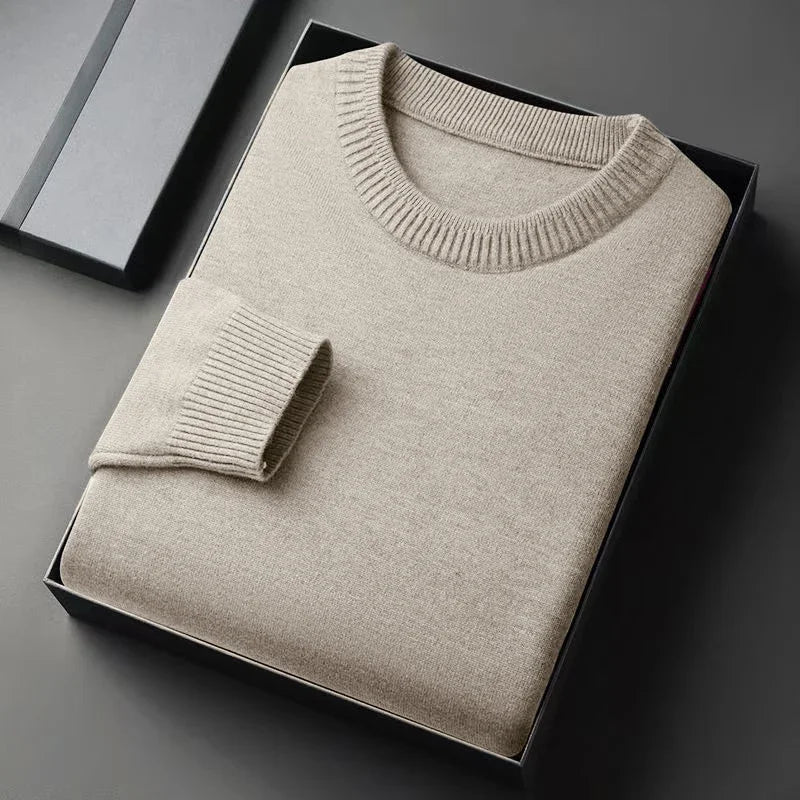 Unisex Basic Pullover Rundhals Langarm Strickpullover Einfarbig