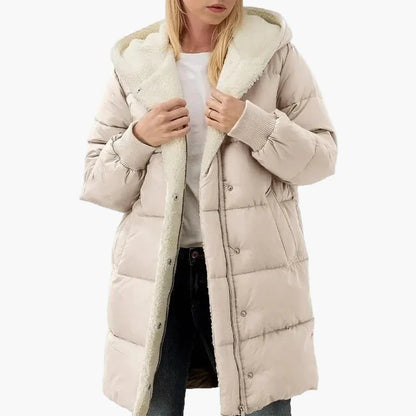 Cappotto trapuntato invernale da donna con cappuccio, giacca imbottita lunga, per tutti i giorni e tempo libero
