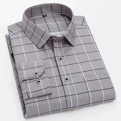 Chemise homme business loisirs à rayures – Chemise classique à manches longues pour bureau et quotidien