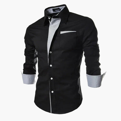 Herre business fritidsskjorte slim fit moderne langermet skjorte – Elegant stil for kontor og hverdag