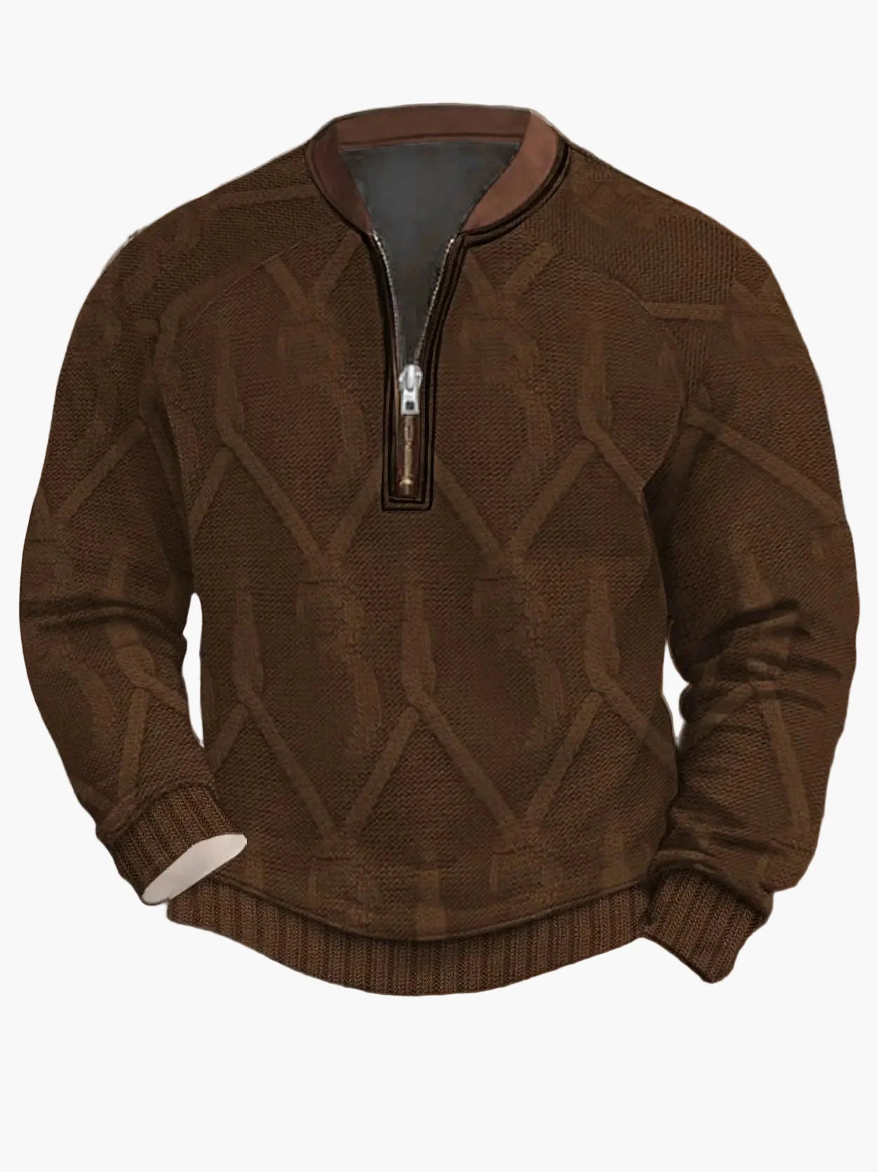 Pull homme style vintage avec demi-fermeture éclair – Pull décontracté élégant pour quotidien et extérieur
