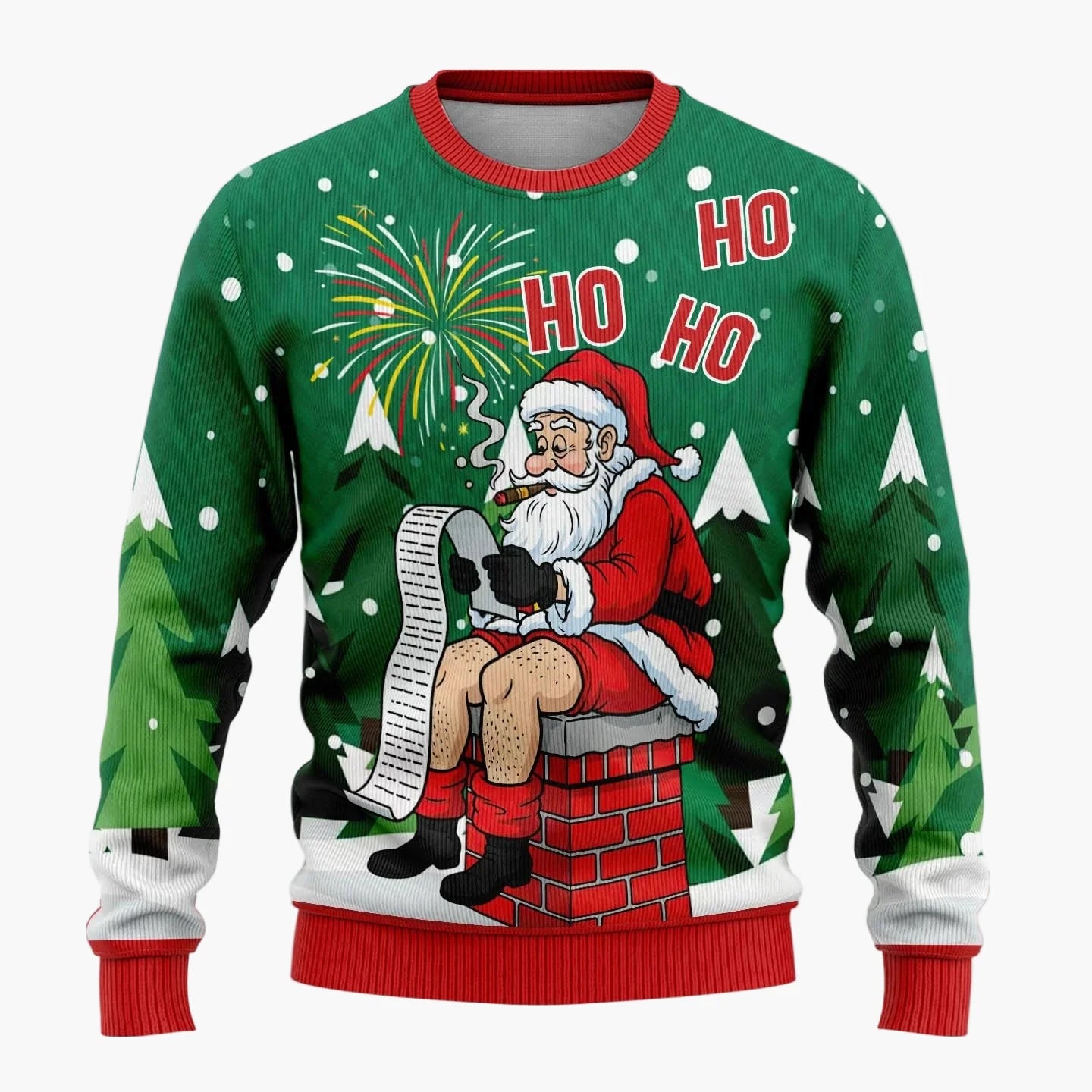 Męski zabawny świąteczny sweter Ugly Christmas Sweater z figlarnym Mikołajem na imprezy
