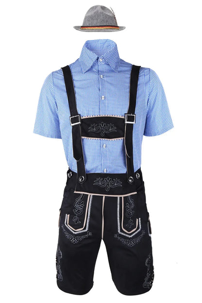 Herren Lederhosen Set Karohemd Hut Trachten Set Oktoberfest