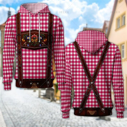Sweat à capuche au design traditionnel avec imprimé de bretelles et de motifs