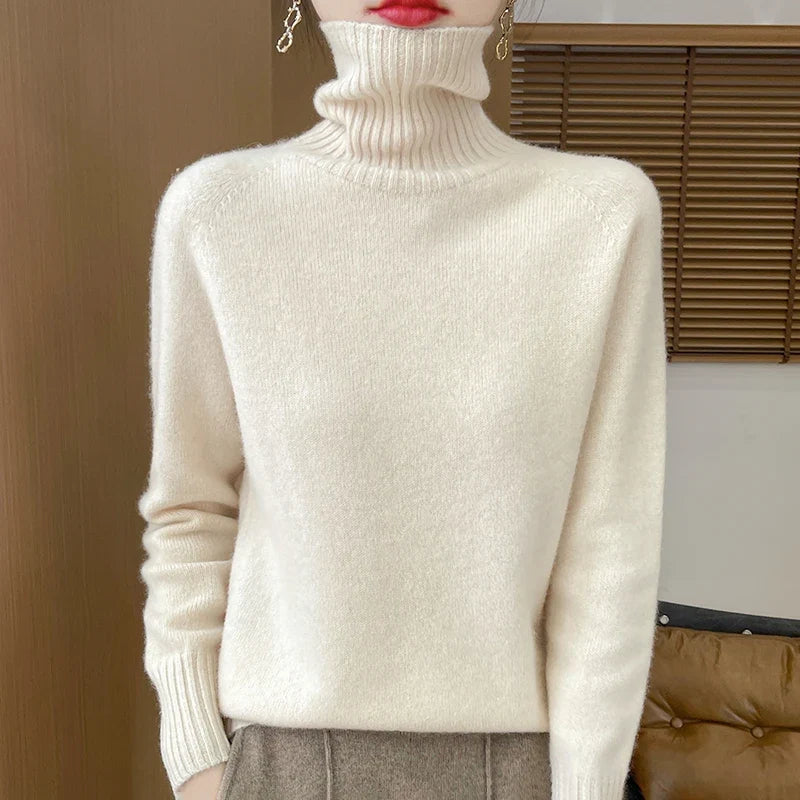 Damen Rollkragenpullover mit langen Ärmeln - Kuscheliger Strickpullover