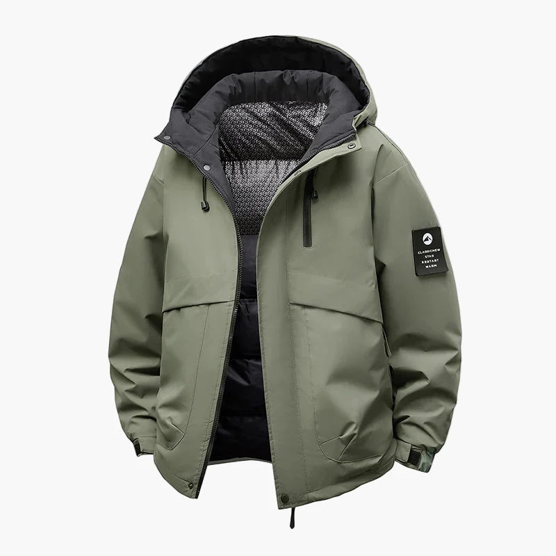 Herre Vinterjakke utendørs hettejakke vanntett vindtett casual stil