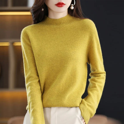 Damen Stehkragen Pullover Langarm Weicher Strick