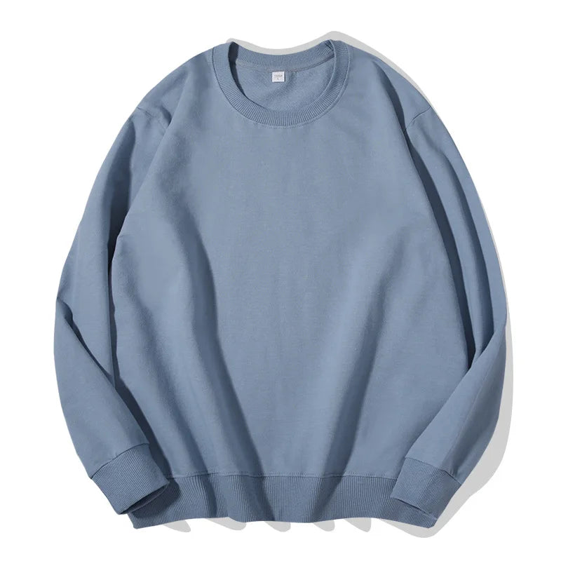 Sudadera unisex de manga larga con cuello redondo, colores lisos