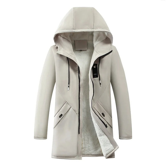 Herren Winterjacke mit Kapuze Gefüttert Lang Warm