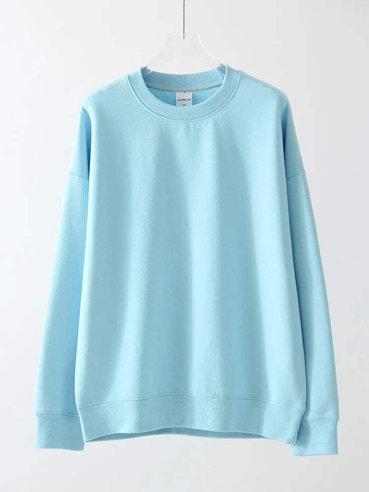 Felpa unisex oversize a maniche lunghe con scollo rotondo, tinta unita