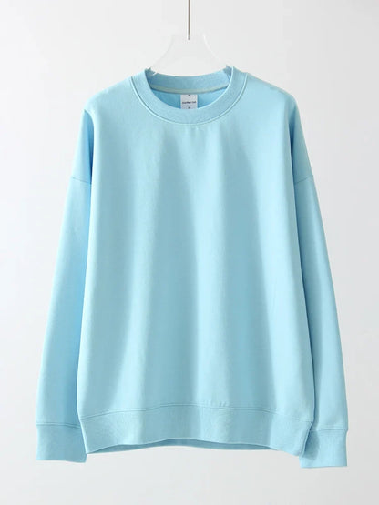 Felpa unisex oversize a maniche lunghe con scollo rotondo, tinta unita