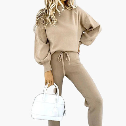 Set due pezzi casual da donna – Outfit alla moda lounge e streetwear con pantaloni larghi e maniche lunghe