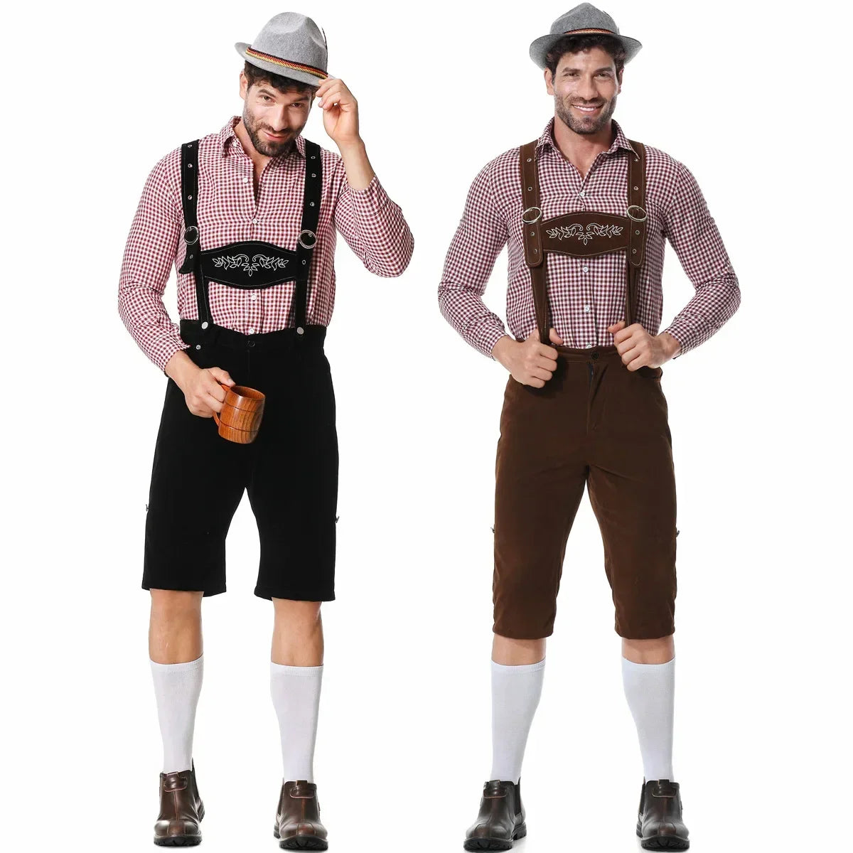Culotte courte traditionnelle pour homme en cuir avec bretelles