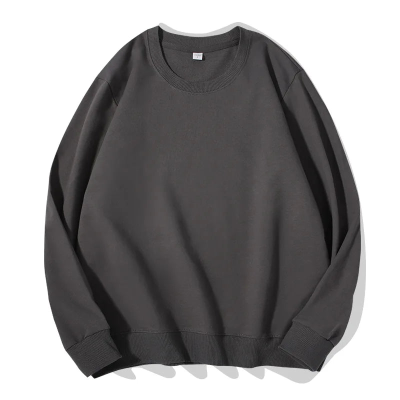 Sudadera unisex de manga larga con cuello redondo, colores lisos