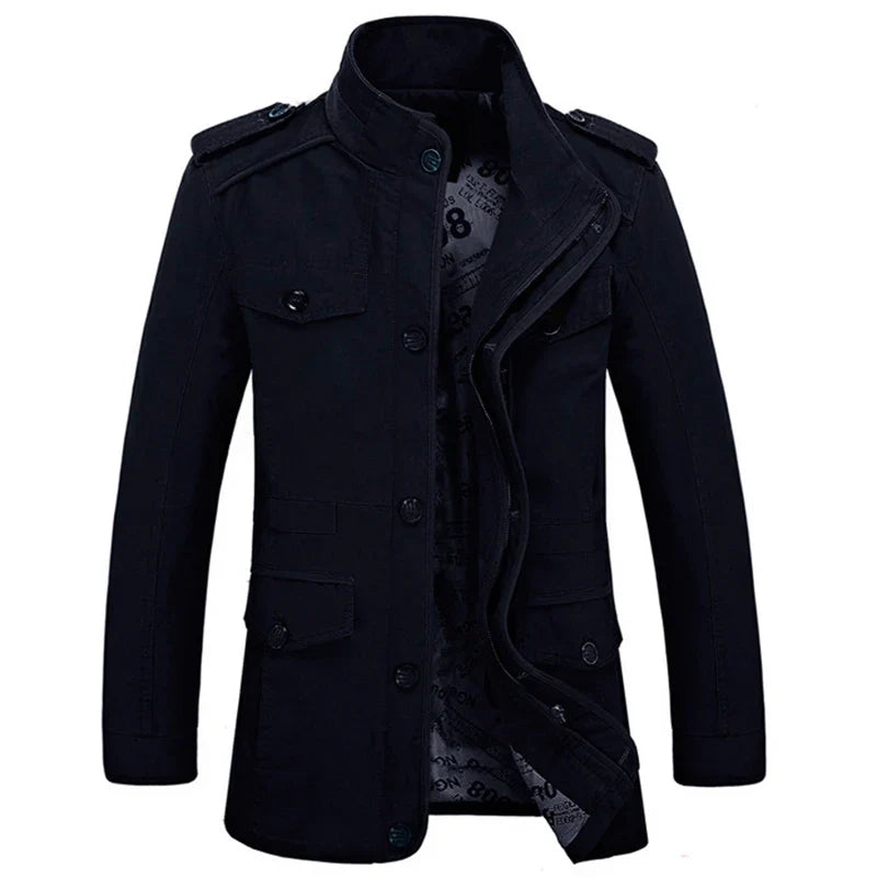 Herren Militärstil Freizeitjacke – Outdoor Übergangsjacke mit Taschen