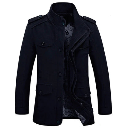 Herren Militärstil Freizeitjacke – Outdoor Übergangsjacke mit Taschen