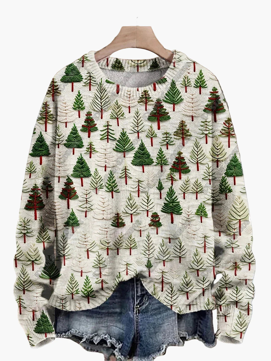 Dame Juletrøje med broderi – Sjovt festligt design, vinter og højtider