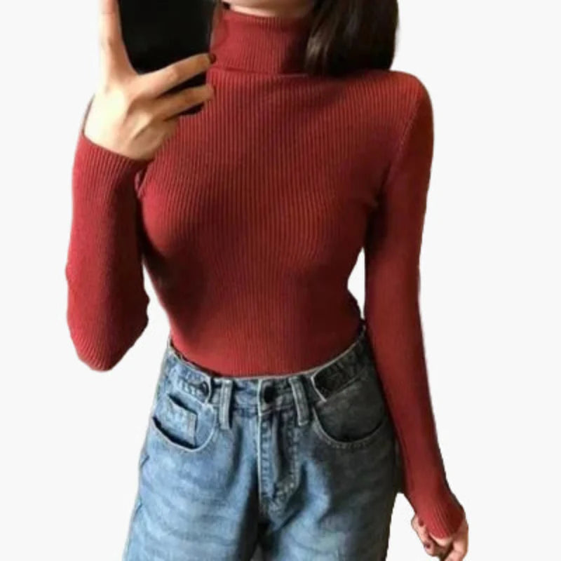 Dolcevita da donna in maglia elegante autunno inverno manica lunga