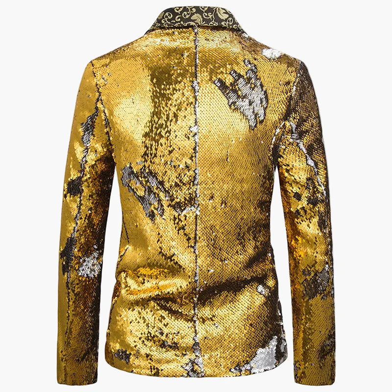 Heren Pailletten Blazer voor Podium en Party – Glinsterende Showjas in Extravagant Ontwerp