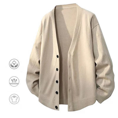 Cardigan da uomo, cardigan unisex con scollo a V, bottoni e polsini a coste, vestibilità oversize