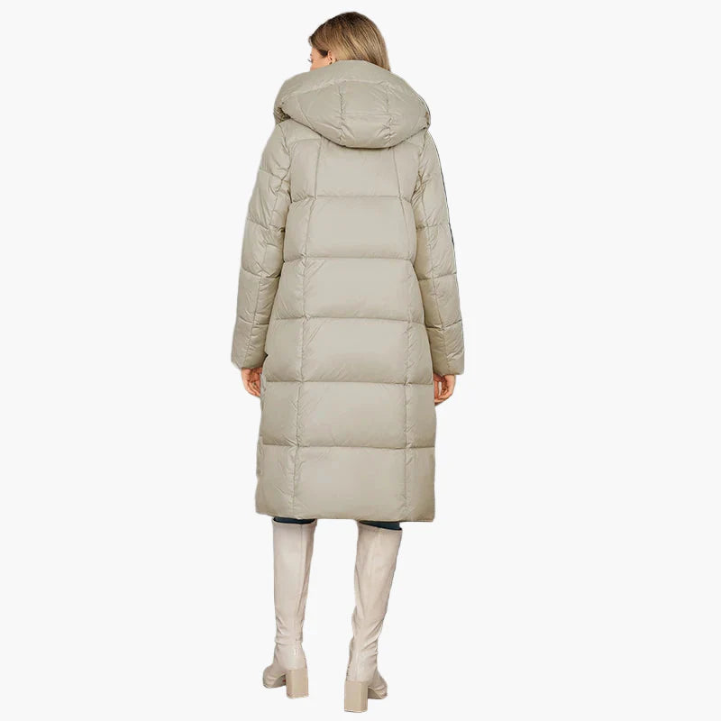 Manteau d'hiver matelassé pour femme avec capuche – Manteau long tendance pour les jours froids