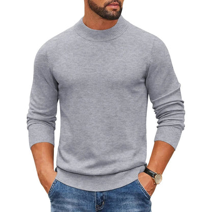 Herren Mock-Neck Pullover Langarm Basic Rollkragen Strickpullover