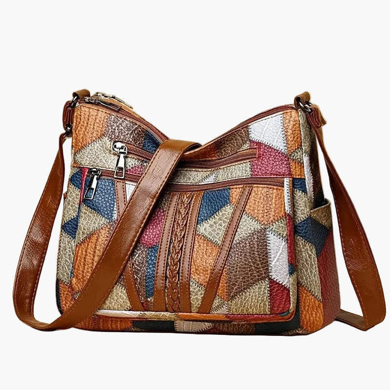 Borsa a tracolla patchwork da donna in stile vintage – Borsa alla moda per tutti i giorni e tempo libero