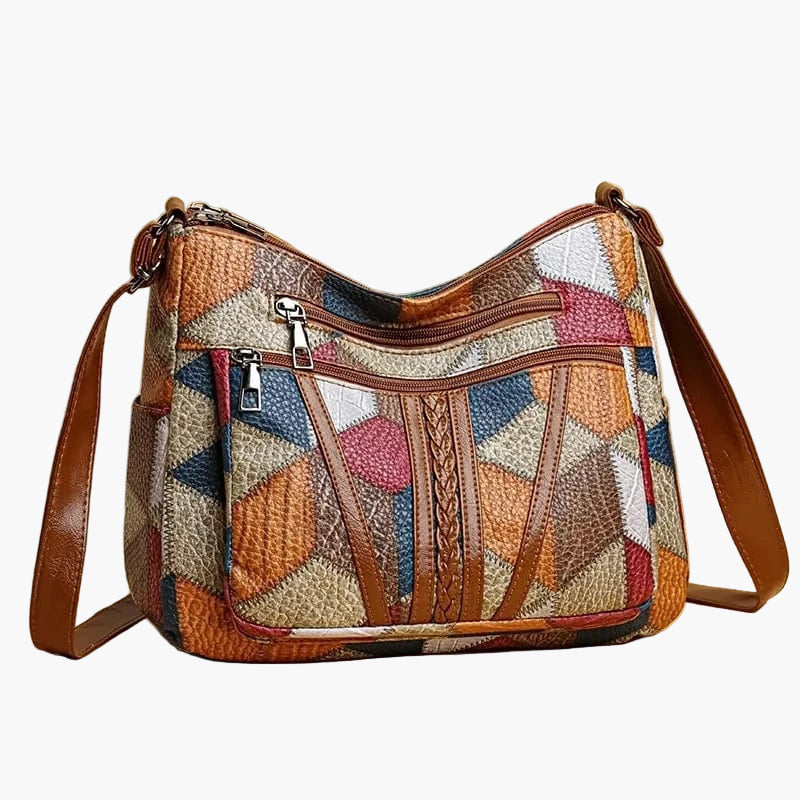 Borsa a tracolla patchwork da donna in stile vintage – Borsa alla moda per tutti i giorni e tempo libero