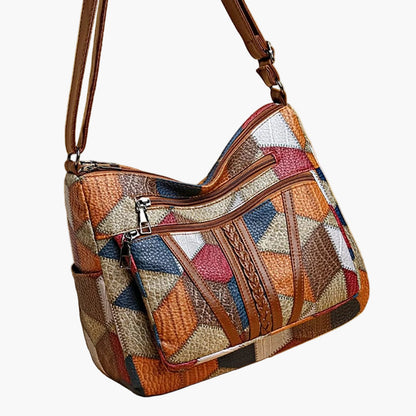 Borsa a tracolla patchwork da donna in stile vintage – Borsa alla moda per tutti i giorni e tempo libero