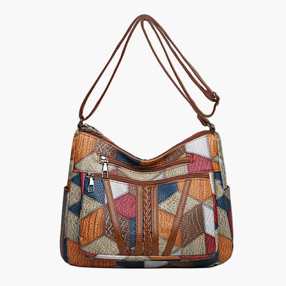 Borsa a tracolla patchwork da donna in stile vintage – Borsa alla moda per tutti i giorni e tempo libero