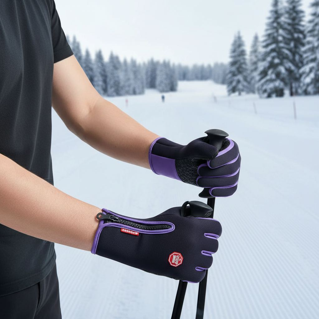 Spatwaterbestendige handschoenen met touchscreenfunctie en antislip handpalm