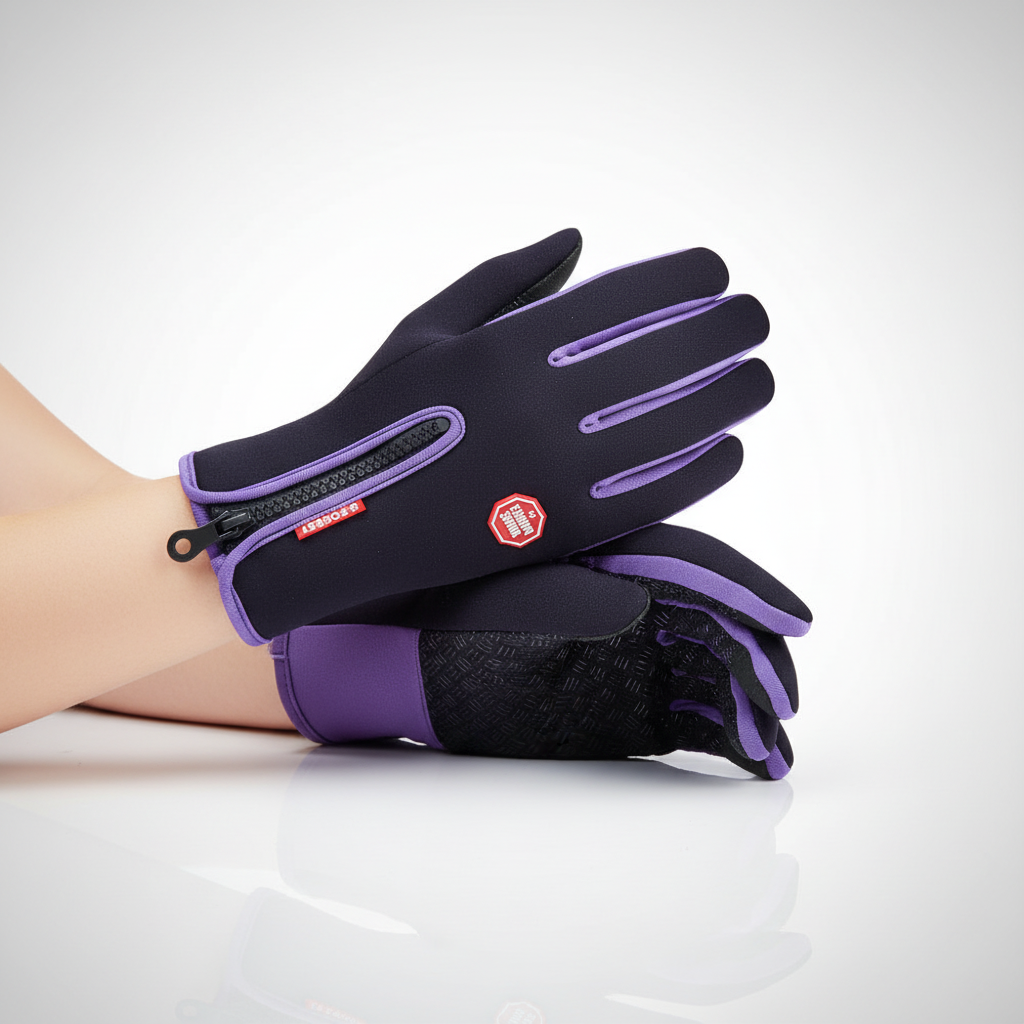Spatwaterbestendige handschoenen met touchscreenfunctie en antislip handpalm