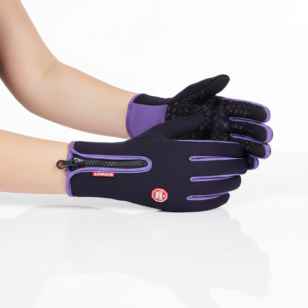 Spatwaterbestendige handschoenen met touchscreenfunctie en antislip handpalm
