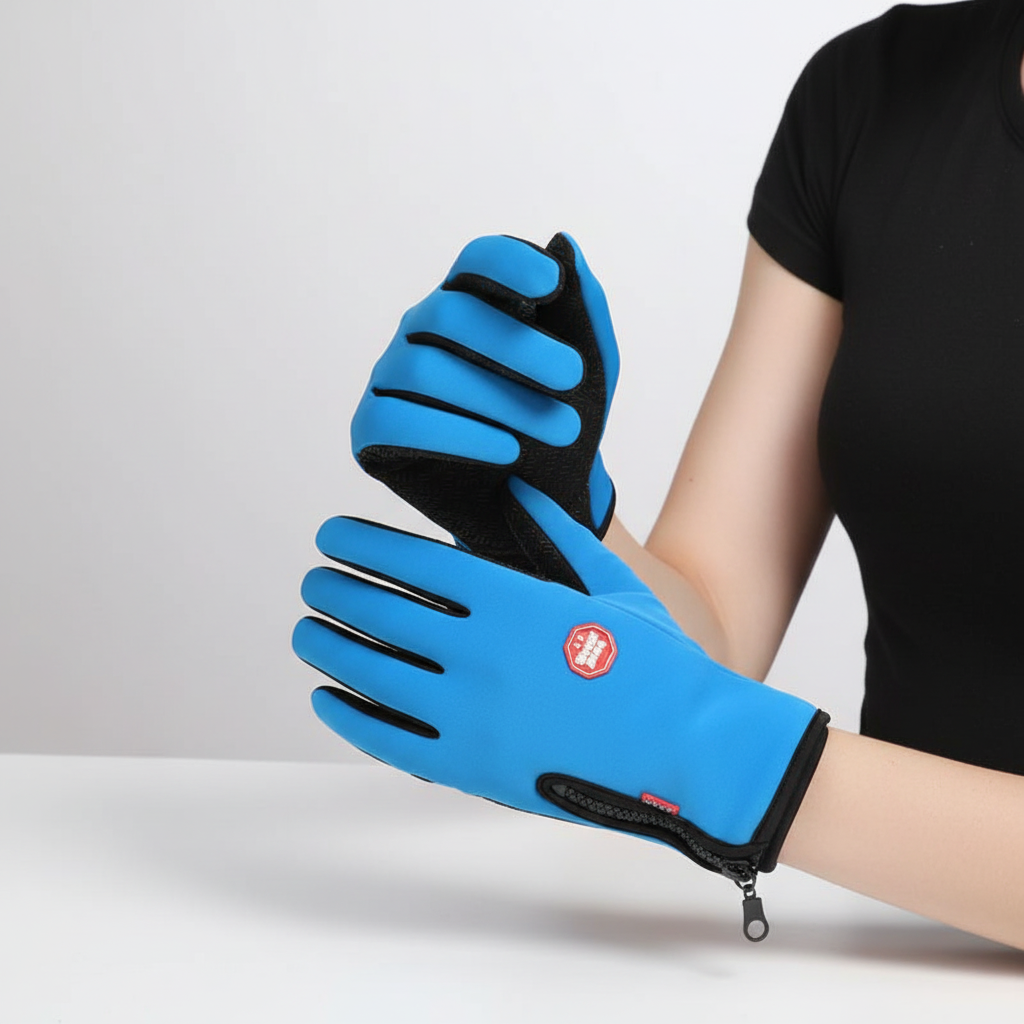 Spatwaterbestendige handschoenen met touchscreenfunctie en antislip handpalm