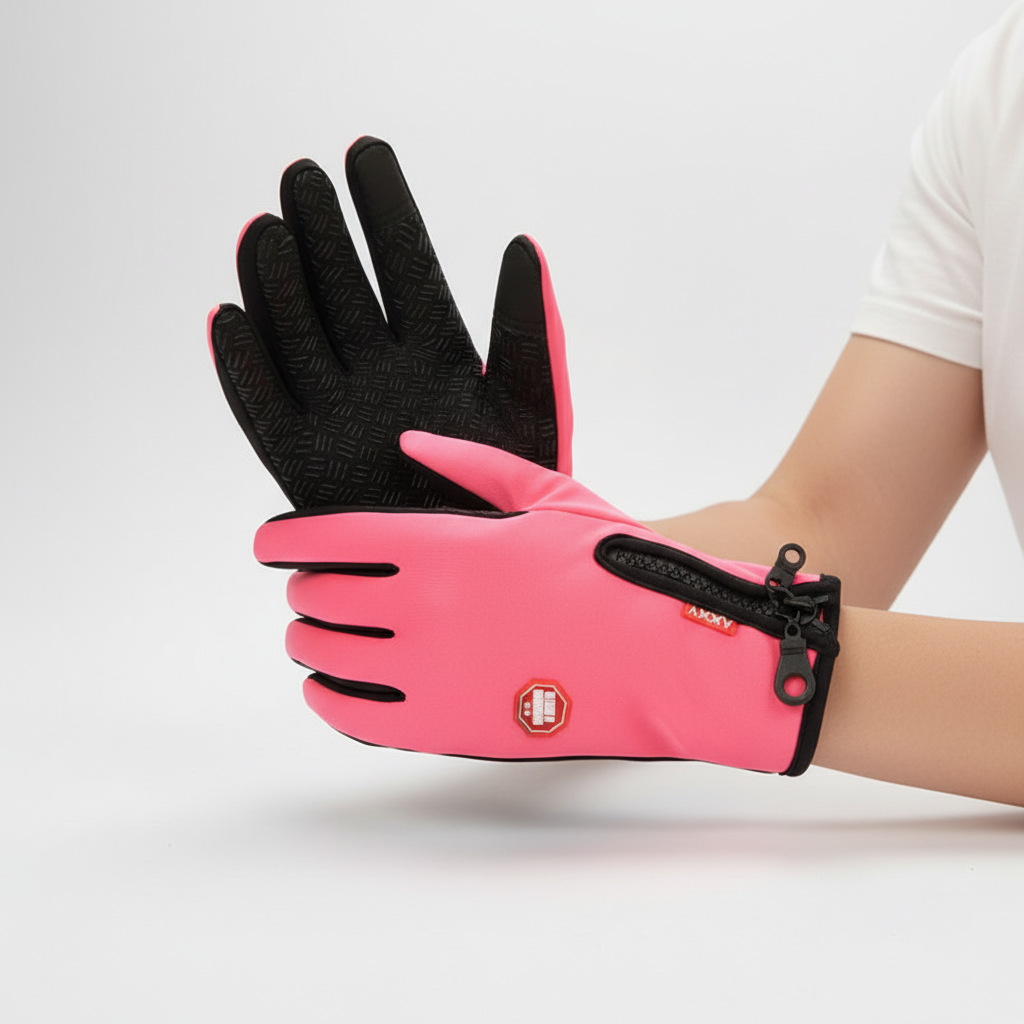 Spatwaterbestendige handschoenen met touchscreenfunctie en antislip handpalm