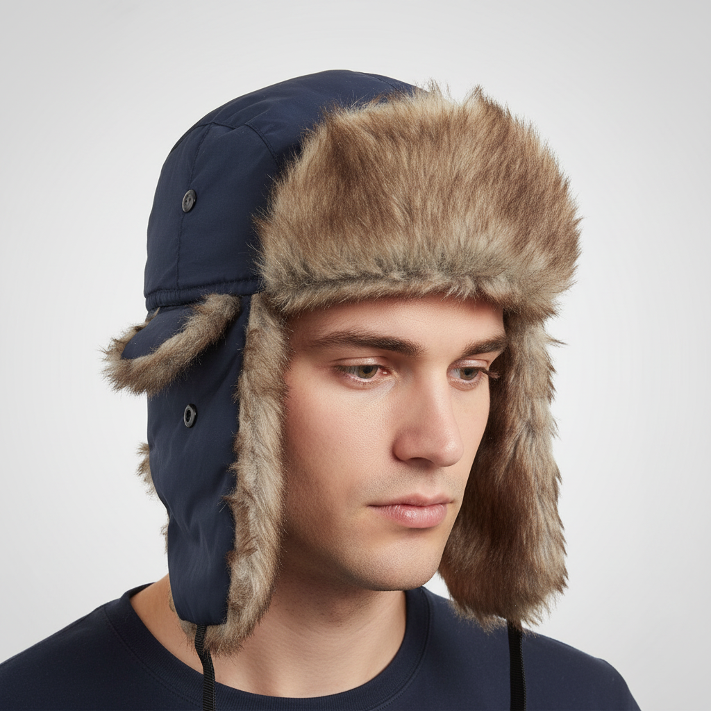 Trappermuts met oorflappen, winddicht en warm