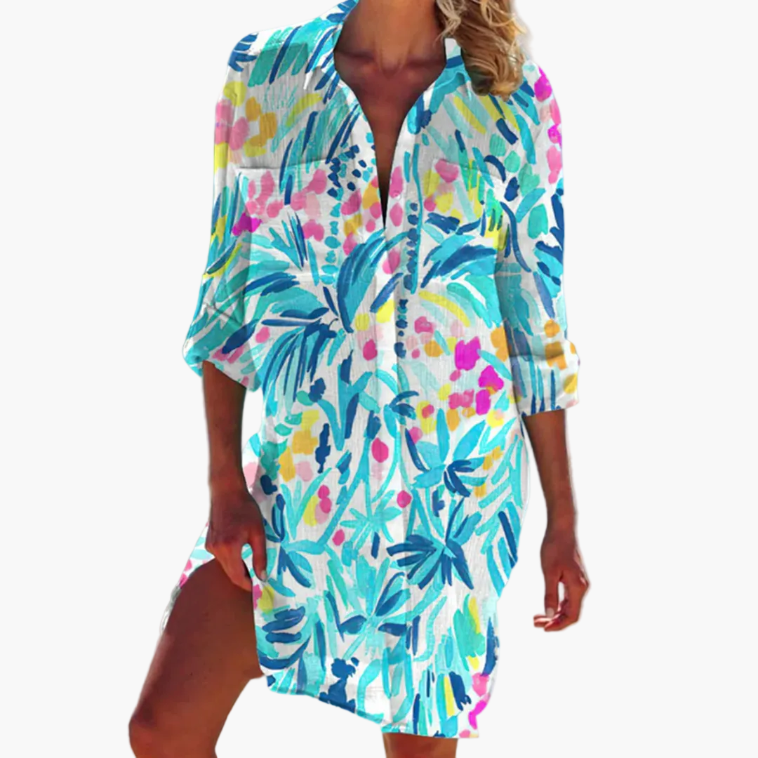 Damen Hemdkleid im Boho-Tie-Dye-Stil – Lässige Mode für Urlaub & Alltag
