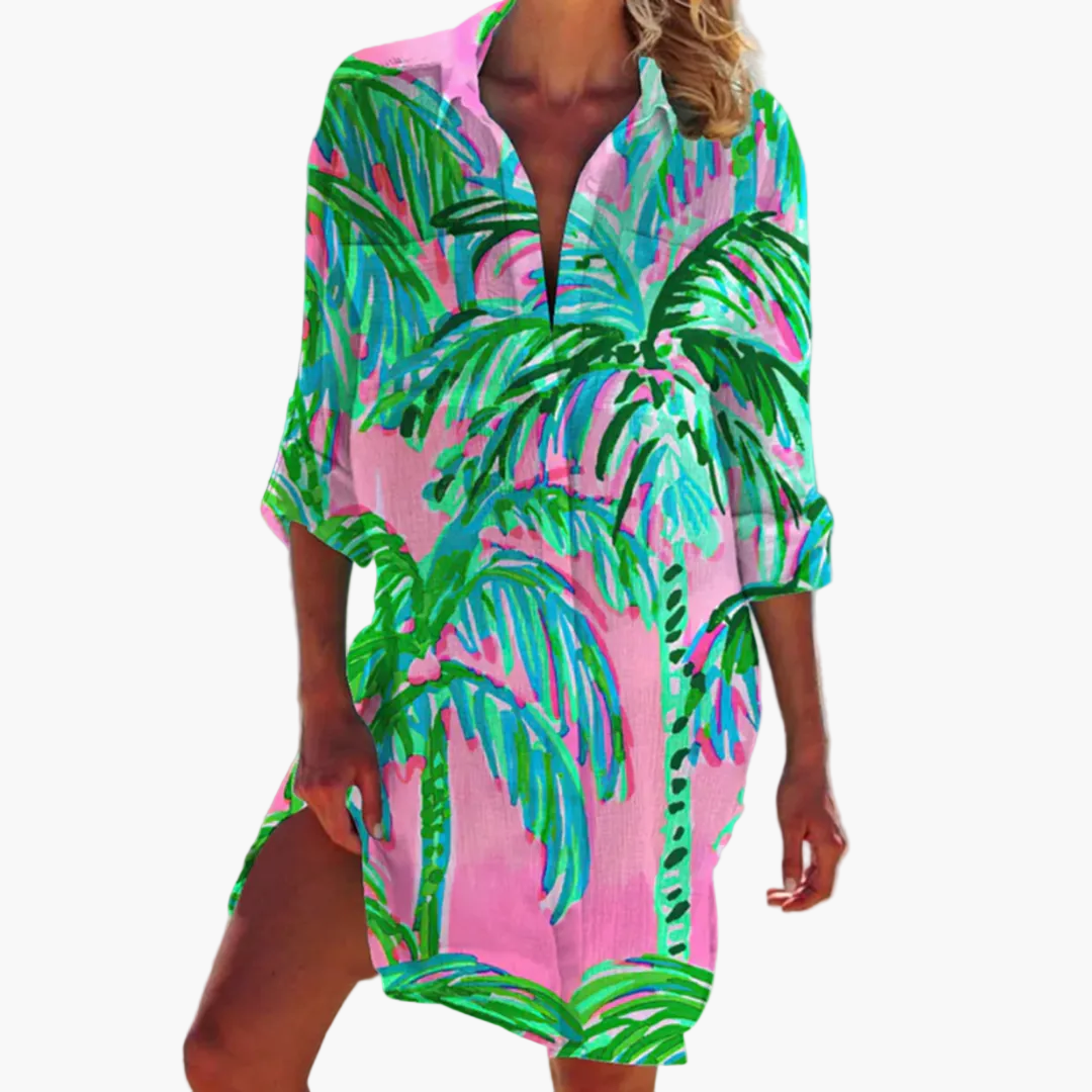 Damen Hemdkleid im Boho-Tie-Dye-Stil – Lässige Mode für Urlaub & Alltag