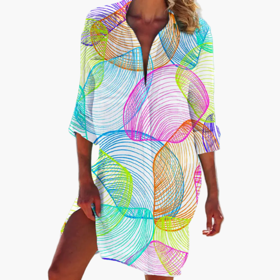 Damen Hemdkleid im Boho-Tie-Dye-Stil – Lässige Mode für Urlaub & Alltag