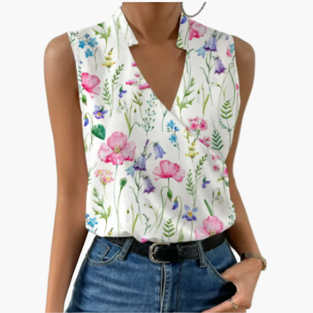 Top estivo da donna scollo a V effetto incrociato senza maniche – Camicia elegante per tempo libero e ufficio