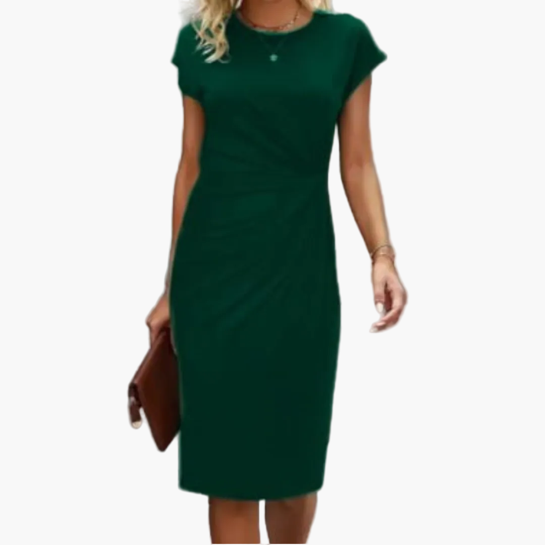 Robe fourreau élégante pour femme, business et loisirs, longueur genou, manches courtes