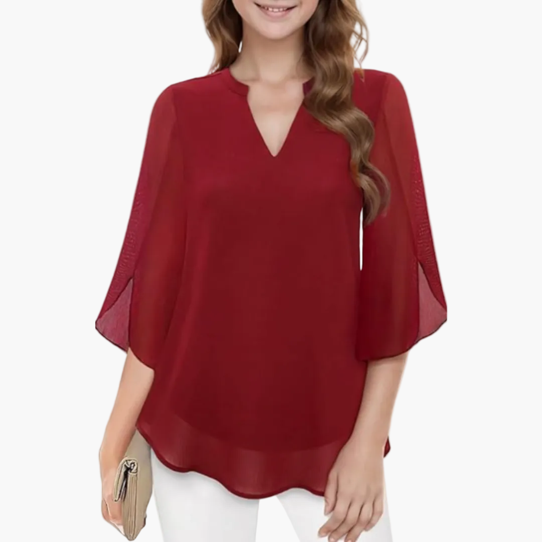 Blusa túnica elegante y suelta para mujer con manga 3/4 para oficina y diario