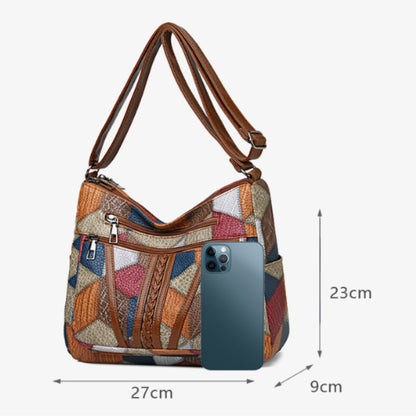 Borsa a tracolla patchwork da donna in stile vintage – Borsa alla moda per tutti i giorni e tempo libero