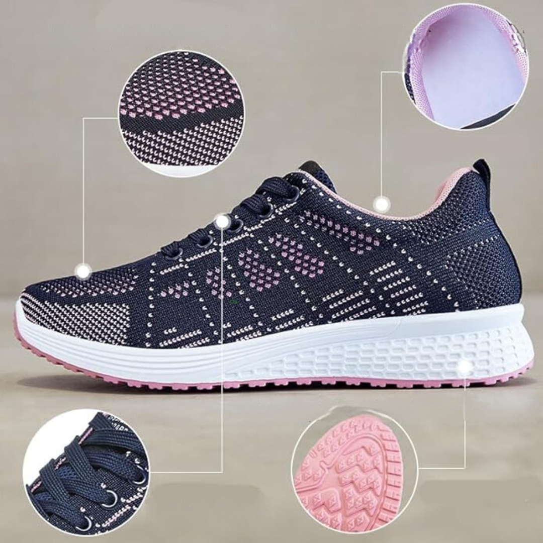 Dame sneakers fritidssko med åndbart mesh – Behagelige sportssko til hverdag, fitness og gåture
