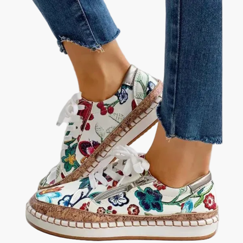 Sneaker da donna con motivo floreale – Scarpe alla moda per tempo libero, quotidiano e passeggiate
